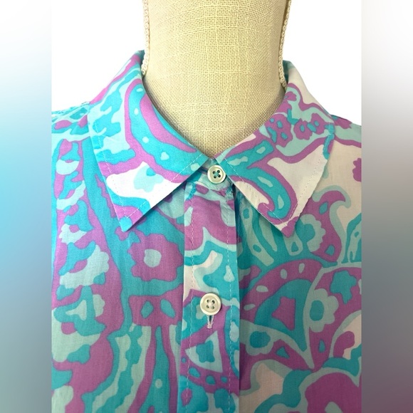 Talbots Plus Petite Paisley Blouse in Purple,White and Blue- 2Xp - Picture 9 of 10